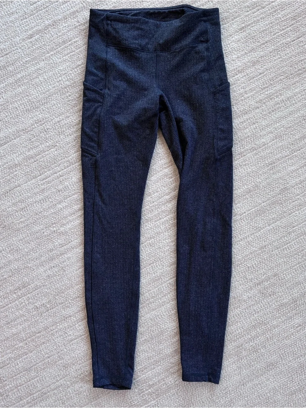 lululemon athletica women's dark gray ribbed leggings size 6